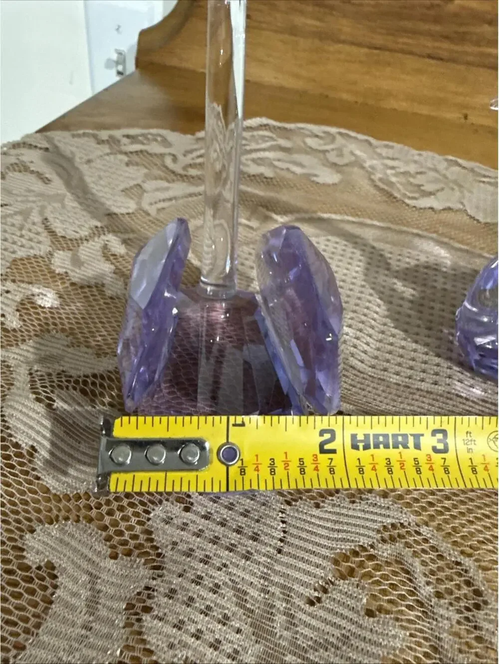 Pair Large Diamond Cut Purple Crystal Swan Figurines Paperweight Statue 5” Rare - Picture 10 of 15